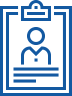 Blue person on clipboard icon